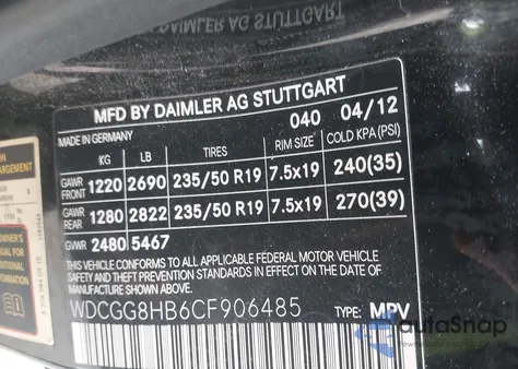 2012 Mercedes-Benz Glk 350 4Matic из США, поврежденный, VIN WDCGG8HB6CF906485